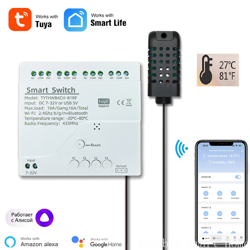 Tuya 4 Channel - Tuya inteligente 7-32v wifi relé de